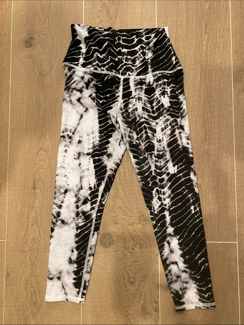 Evolution and Creation Black & White Tie-Dye High-Waist Leggings